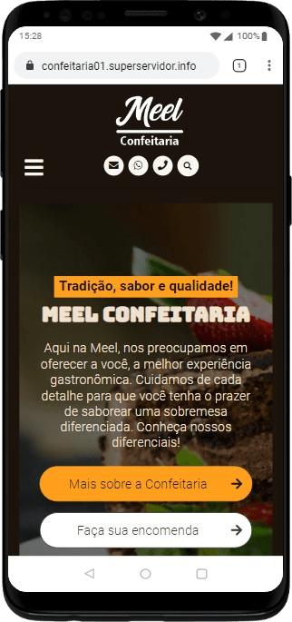 Página inicial pelo celular